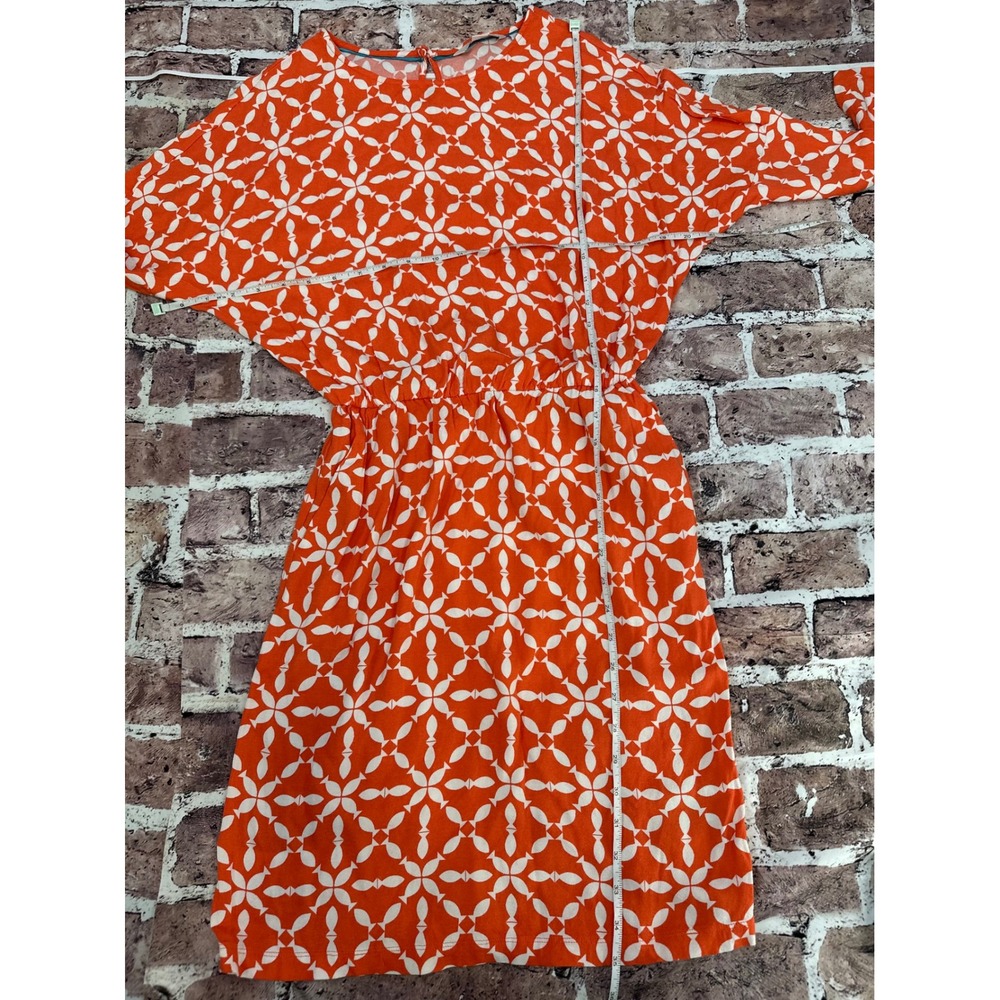 Boden Orange White Geometric Print Long Sleeve Blouson Dress US 4 WH902 - Picture 9 of 16